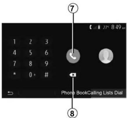 1 2 3 4 5 6 7 8 9 * 0 * # Phone BookCalling Lists Dial ⑦ ⑧