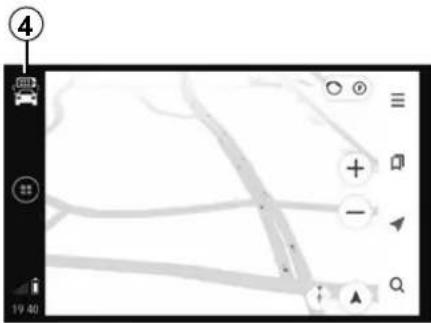 Mobile phone navigation interface showing a map with directional arrows and control buttons