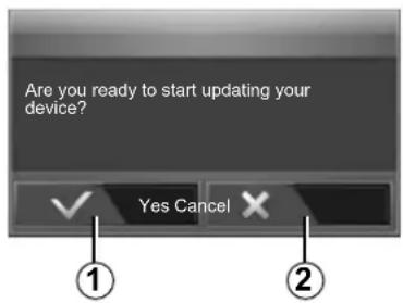 Are you ready to start updating your device? Yes Cancel ① ②