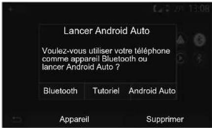 Lancer Android Auto Voulez-vous utiliser votre téléphone comme appareil Bluetooth ou lancer Android Auto ? Bluetooth Tutorial Android Auto Appareil Supprimer