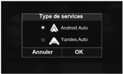 Type de services Android Auto Yandex.Auto Annuler OK