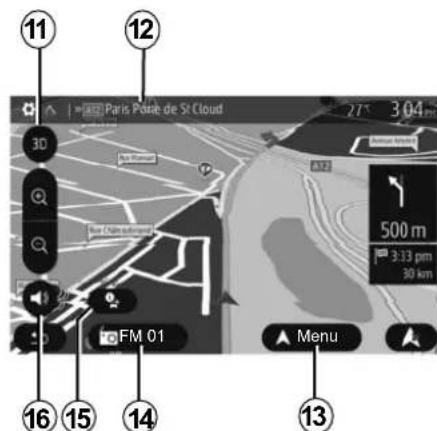 11 12 30 500 m 3:33 pm 30 km FM 01 Menu 16 15 14 13