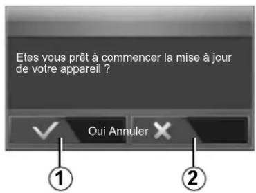 Etes vous prêt à commencer la mise à jour de votre appareil ? Oui Annuler
