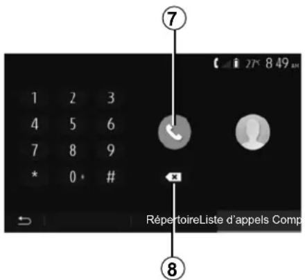 1 2 3 4 5 6 7 8 9 * 0 * # RécertoireListe d'appels Comp 7 8 RécertoireListe d'appels Comp