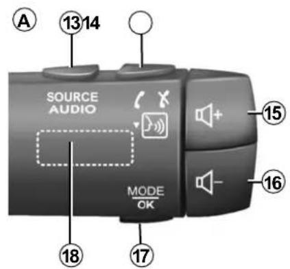A 13 14 SOURCE AUDIO MODE OK 18 17 16 15