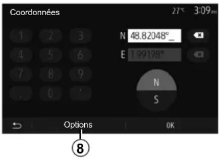 Coordonnées 27° 3:09 1 2 3 4 5 6 7 8 9 . 0 N 48.82048°_ E 199198° N S Options OK