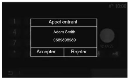 Appel entrant Adam Smith 0689898989 Acceptor Rejeter