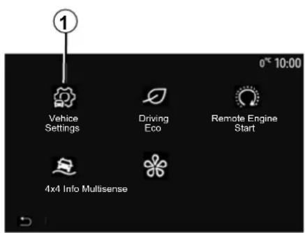 1 0* 10:00 Vehicle Settings Driving Eco Remote Engine Start 4x4 Info Multisense