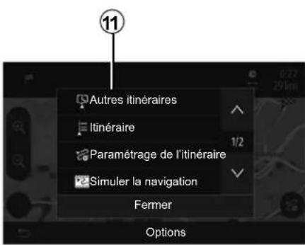 Autres itinéraires Itinéraire Paramétrage de l'itinéraire Simuler la navigation Fermer Options