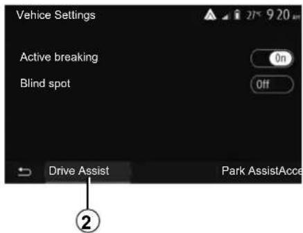 Vehicle Settings Active breaking Blind spot Drive Assist Park AssistAcce