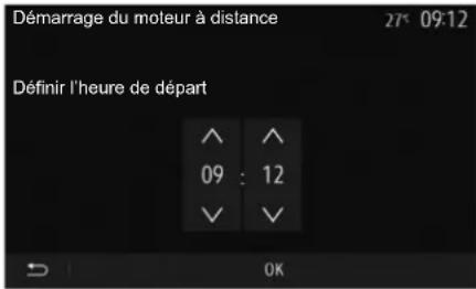 Démarrage du moteur à distance 27: 09:12 Définir l'heure de départ ^ ^ 09 : 12 ✓ ✓ OK