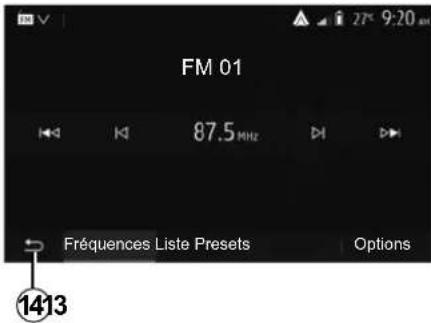 FM 01 87.5 MHz Fréquences Liste Presets Options 1413