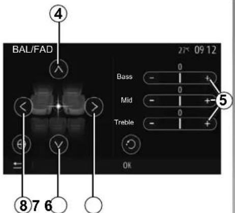 BAL/FAD 27× 09 12 Bass Mid Treble OK ④ ⑤ ⑧ 7 6