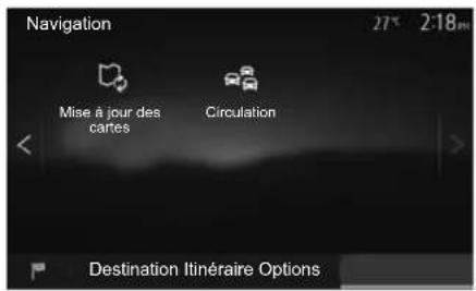 Navigation 27 2:18m Mise à jour des cartes Circulation Destination Itinéraire Options