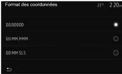 Format des coordonnées 27° 2 20° DD.DDDDD DD.MM.NMM DD.MM SS.S