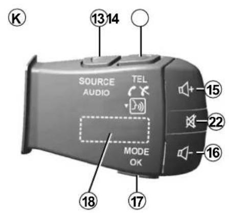 K 13 14 SOURCE AUDIO TEL MODE OK 15 22 16 18 17