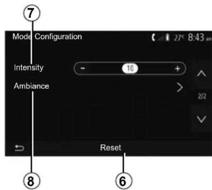 Mode Configuration Intensity Ambiance Reset