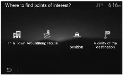 Where to find points of interest? 27° 616m In a Town Around Long Route position Vicinity of the destination