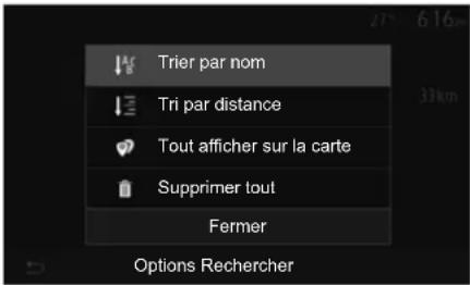 Trier par nom Tri par distance Tout afficher sur la carte Supprimer tout Fermer Options Rechercher