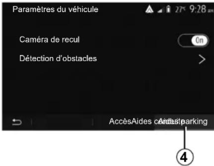 Paramètres du véhicule Caméra de recul Détction d'obstacles AccèsAides car/astparking