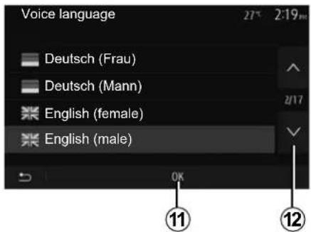 Voice language Deutsch (Frau) Deutsch (Mann) English (female) English (male) OK 11 12