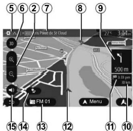 ⑤⑥⑦ ⑧⑨ 30 27° 3.04 pm 500 m 3:33 pm 30 km FM 01 Menu ⑮⑯ ⑪⑰⑫⑬⑭⑮⑯