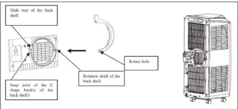 Klarstein Pure Blizzard Smart - Installation of the C shape buckle of the heat exhaust hose and unit - 1