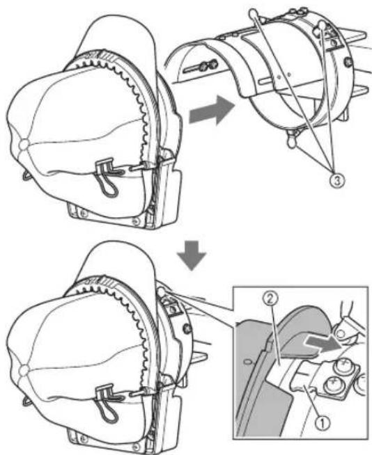 BABY LOCK Array - Attach the cap frame to the mounting jig. - 1