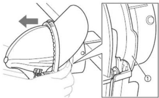 BABY LOCK Array - Remova o bastidor de bone da base de montagem. - 1