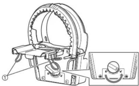 BABY LOCK Array - Retirez les clips fixés au cadre inférieur, puis mettez le bouton de verrouillage en position déverrouillée. - 1