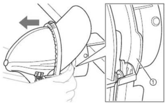 BABY LOCK Array - Retire el bastidor para gorras del dispositivo de montaje. - 1