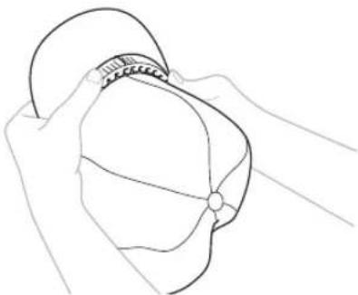 BABY LOCK Array - While holding the upper frame and cap brim together, fit the remainder of the upper frame onto the base of the cap brim. - 1