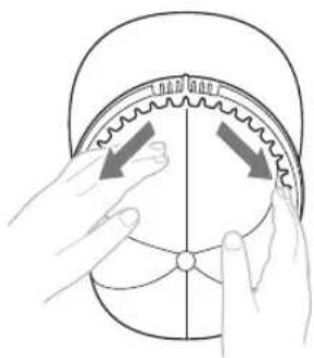 BABY LOCK Array - Puxe o tecido do bone para fora a partir do centro para remover as folgas. - 1