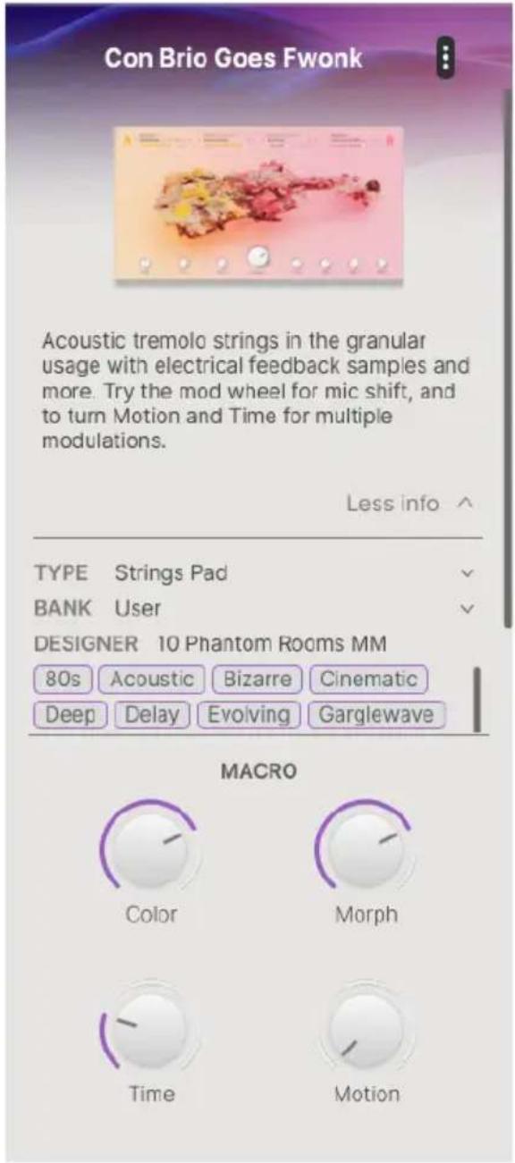 Arturia Augmented STRINGS Intro - Preset Info Section - フリセット情報 - 1