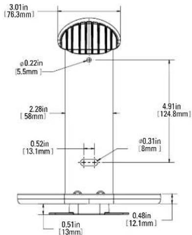 3.01in (76.3mm) Ø0.22in (5.5mm) 2.28in (58mm) 4.91in (124.8mm) Ø0.31in (8mm) 0.52in (13.1mm) 0.51in (13mm) 0.48in (12.1mm)
