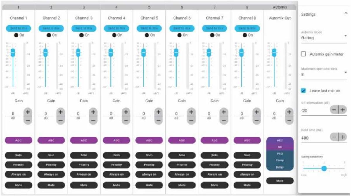 SHURE IntelliMix P300 - Paramètres de mélange automatique - 1