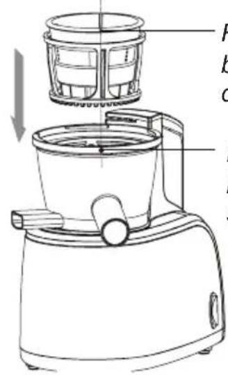 Melchioni Vega - Inserire il bicchiere raccogli succo nel corpo motore. - 1