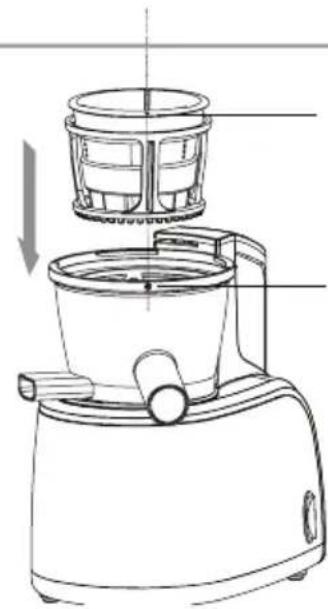 Melchioni Vega - Insertar el vaso recoge zumo en el cuerpo motor - 1