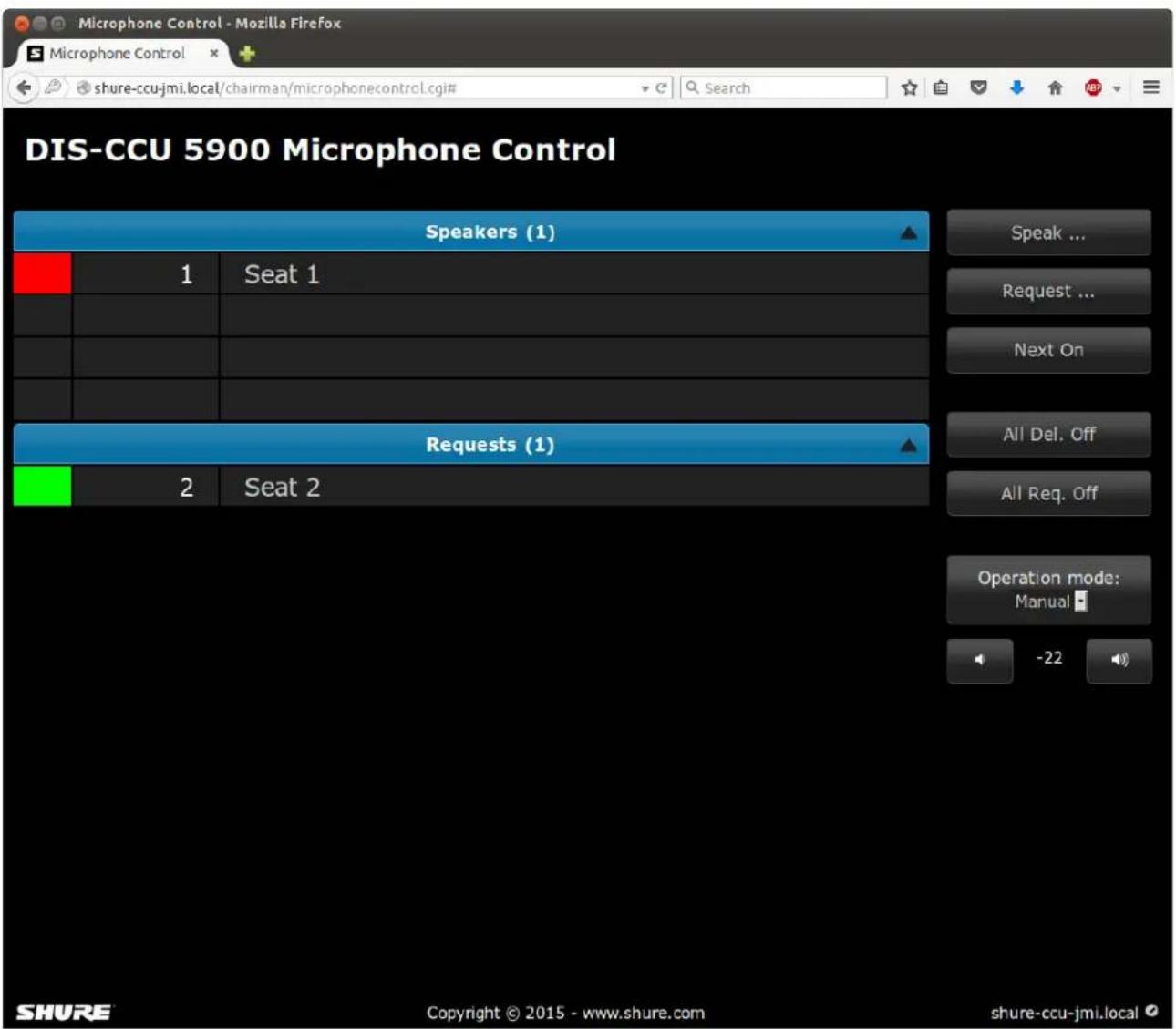 SHURE DDS5900 - Gestion des orateurs à partir du navigateur Web - 1