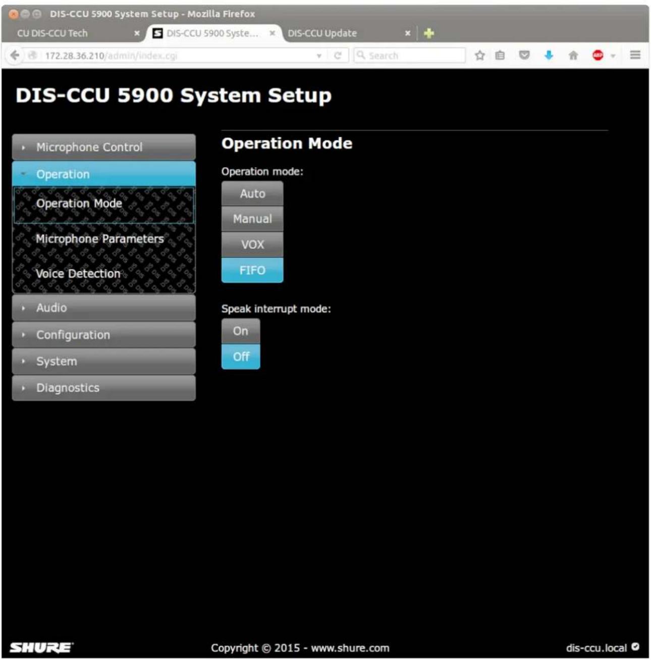 SHURE DDS5900 - Modes d'utilisation du microphone - 1