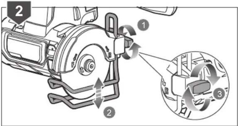 Technical diagram of a car brake system with numbered components and directional arrows indicating motion or flow.