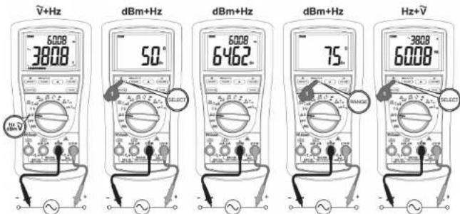 Metrel MD 9040 - Fonctions dbm (uniquement pour MD 9050)+hz, hz+acv et acv+hz - 1