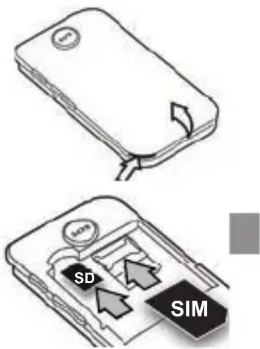 Amplicomms PowerTel M6750 - Installing SIM card, memory card and battery - 1