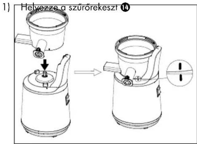 1) Helyezze a szűrőrekeszt 14