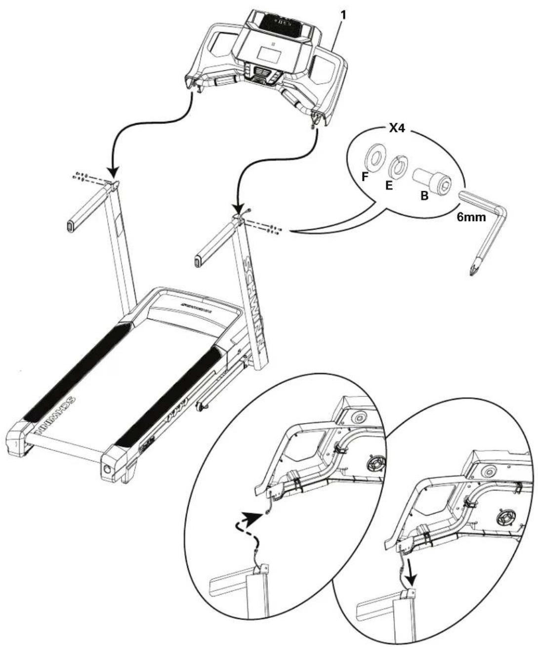 Schwinn 530 - Connectez les cables E/S et arrímez la console au châssis - 1