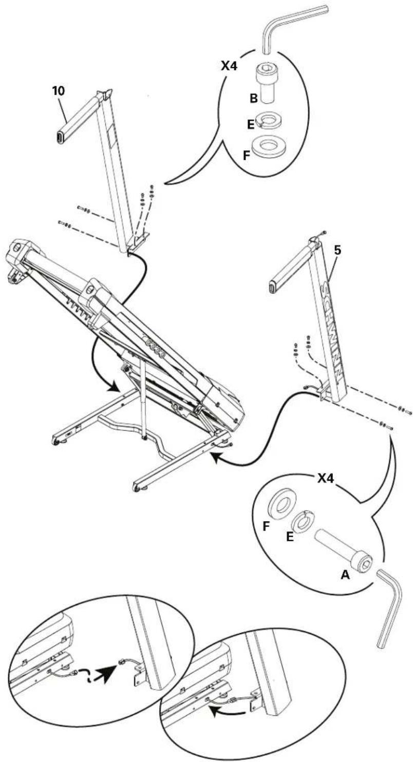 Schwinn 530 - Connectez les cables d'entrée/sorting (E/S) et arrimez les montants au chassin - 1