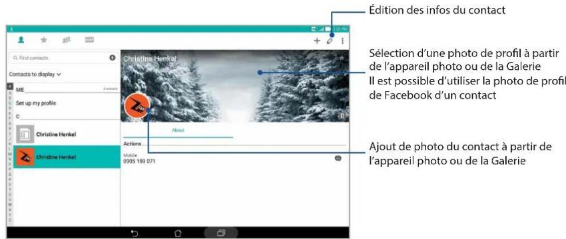 ASUS ZenPad 10 Z300CG - Personnaliser le profil d'un contact - 1