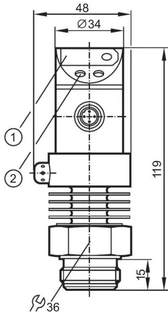 IFM PI2058 - Maßzeichnung / Scale drawing / Dimensions - 1