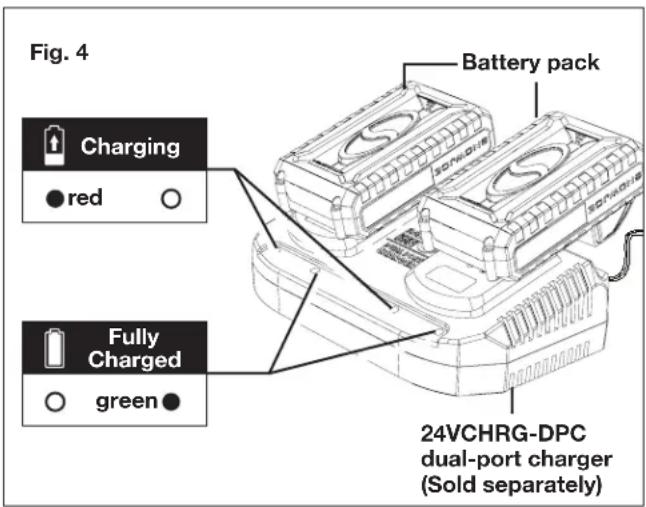 Snow Joe 24VX4SB24CT - Charging the Batteries - 3
