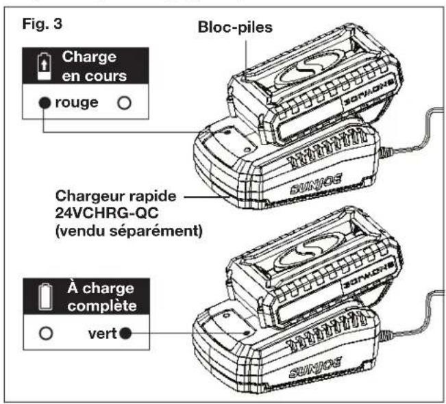 Snow Joe 24VX4SB24CT - Comment charger les batteries - 2